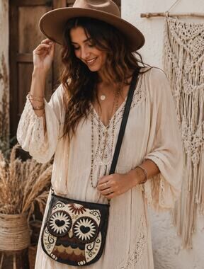 Loungefly Woman's Vaulted Retro Brown Owl Patchwork Crossbody Messenger Bag